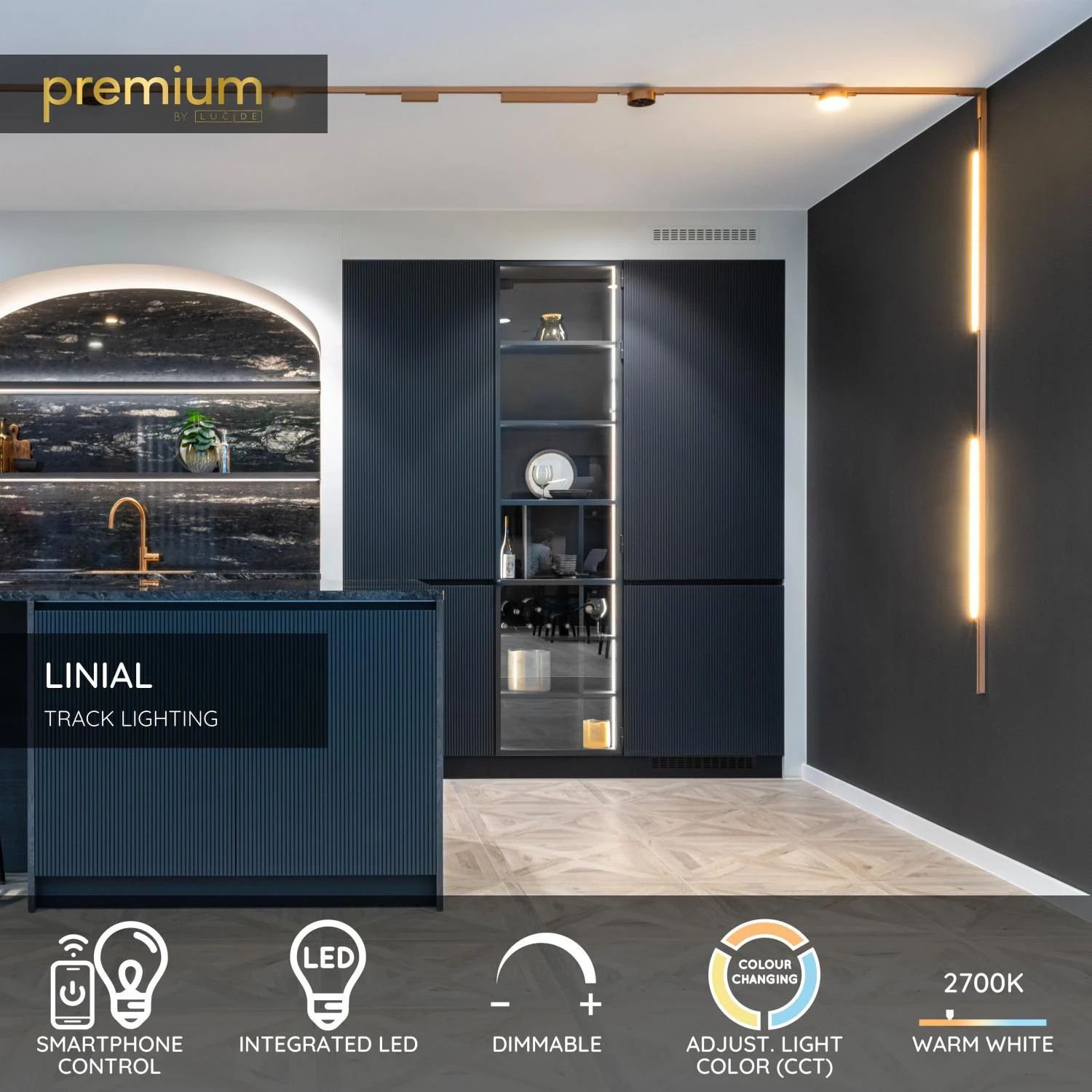 Lucide Premium LINIAL FIXT - jednookruhovu00fd osvetu013eovacu00ed systu00e9m / Smart Rail Lighting - Smart - 48V kou013eaj - 1xLED - Champagne