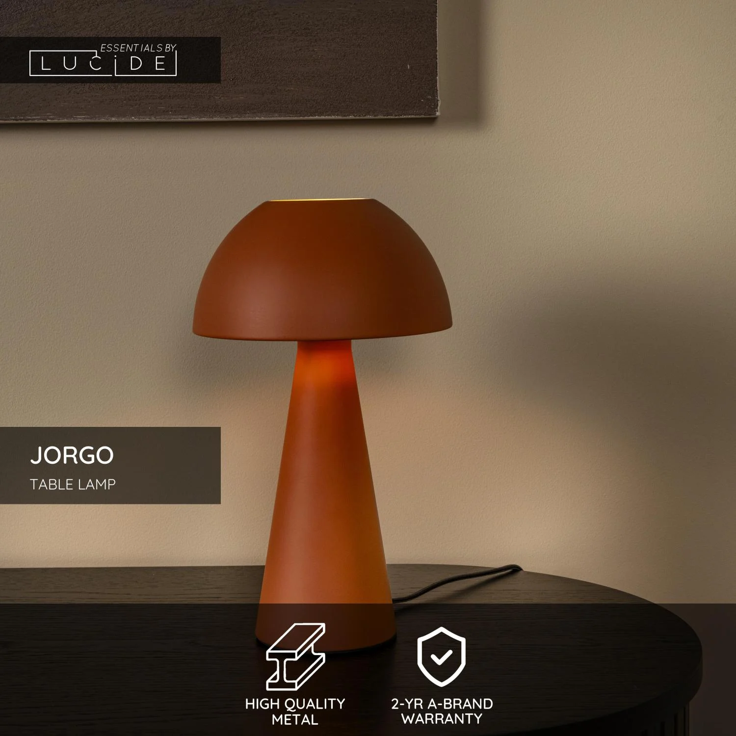 Lucide JORGO - Stolnu00e1 lampa - u00d8 20 cm - 1xE27 - Terakota | Essential