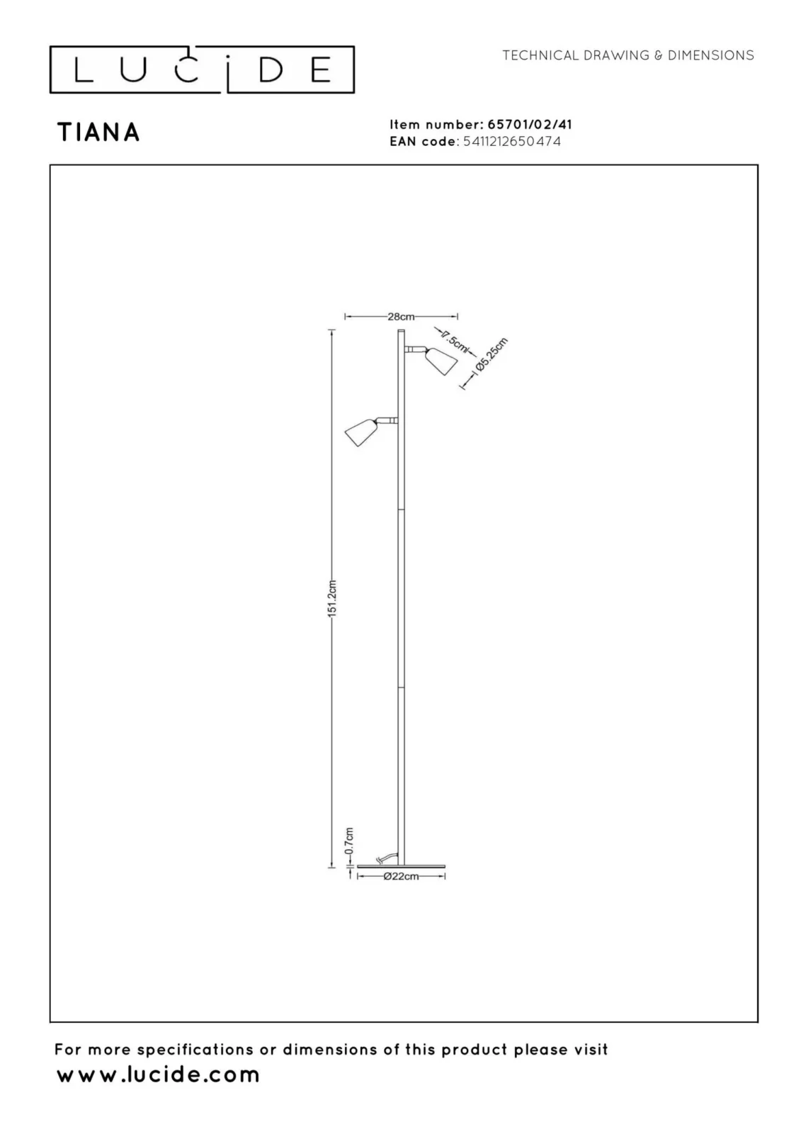 Lucide TIANA - Stojaca lampa - 2xGU10 - Taupe | Essential