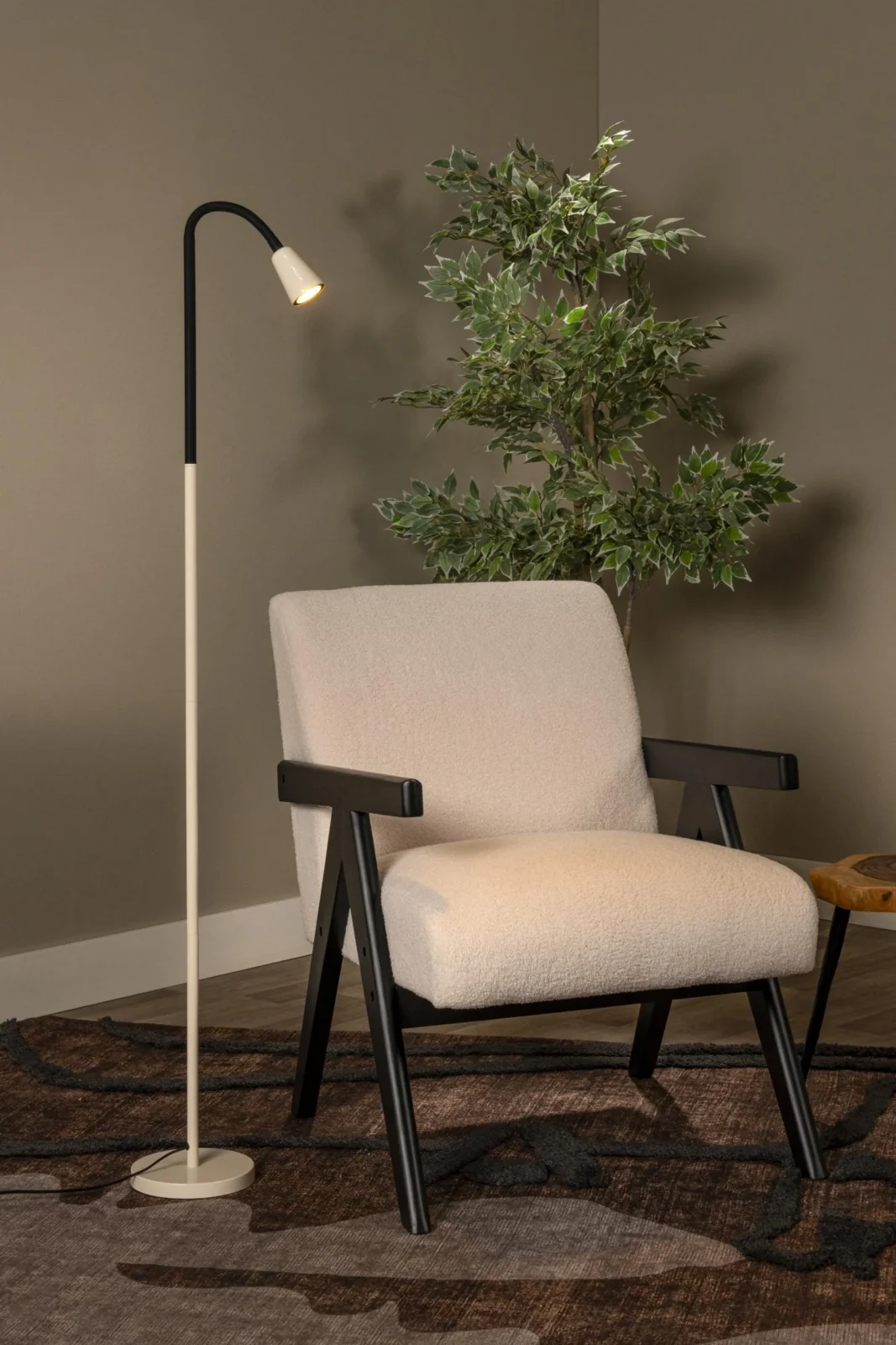 Lucide JASPER - Podlahovu00e1 lampa na u010du00edtanie - 1xGU10 - Kru00e9movu00e1 | Essential