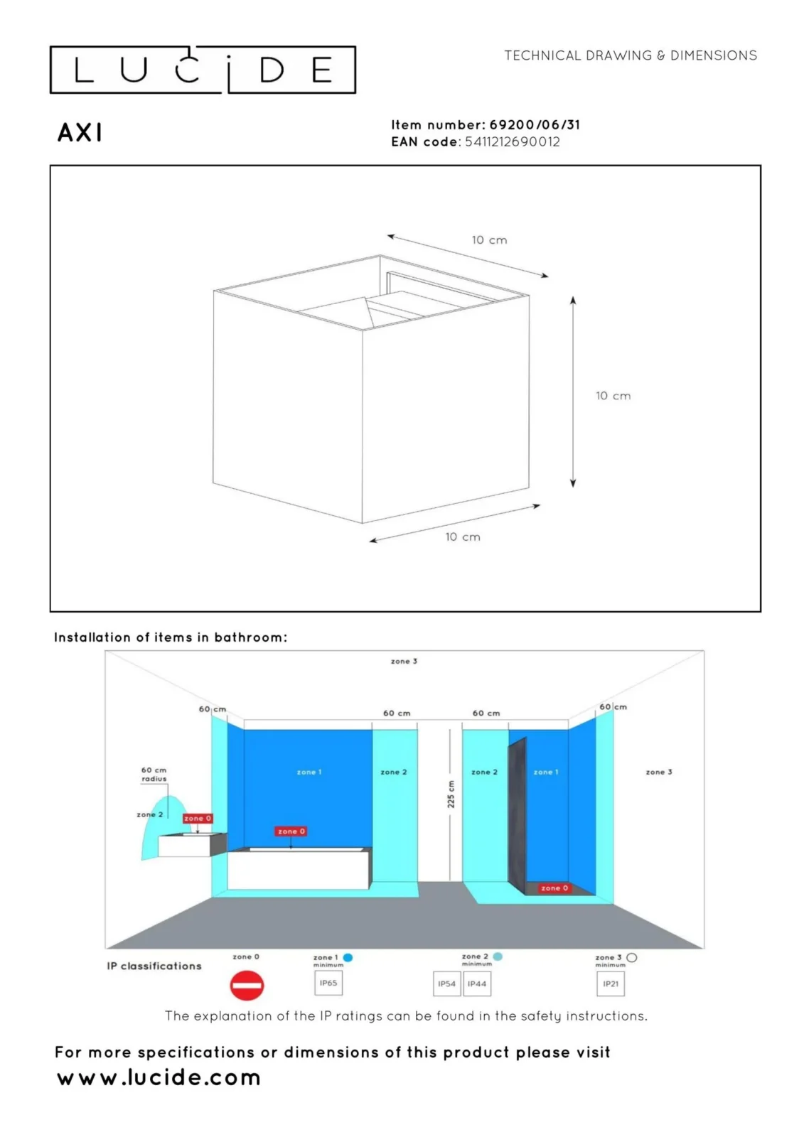 Lucide AXI - Nu00e1stennu00e9 reflektor / Nu00e1stennu00e9 svetlo Ku00fapeu013eu0148a - LED - 2x7W 2700K - IP54 - Nastaviteu013enu00fd uhol lu00fau010da - biela