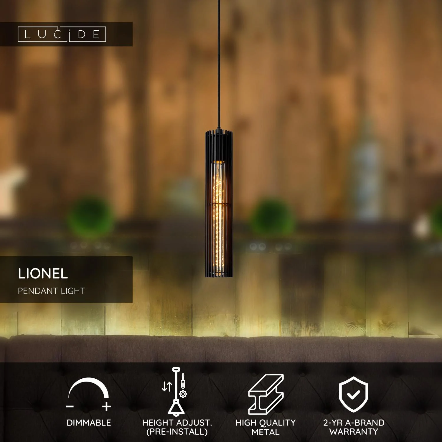 Lucide LIONEL - Zu00e1vesnu00e9 svetlo - u00d8 6,5 cm - 1xE27 - u010dierne