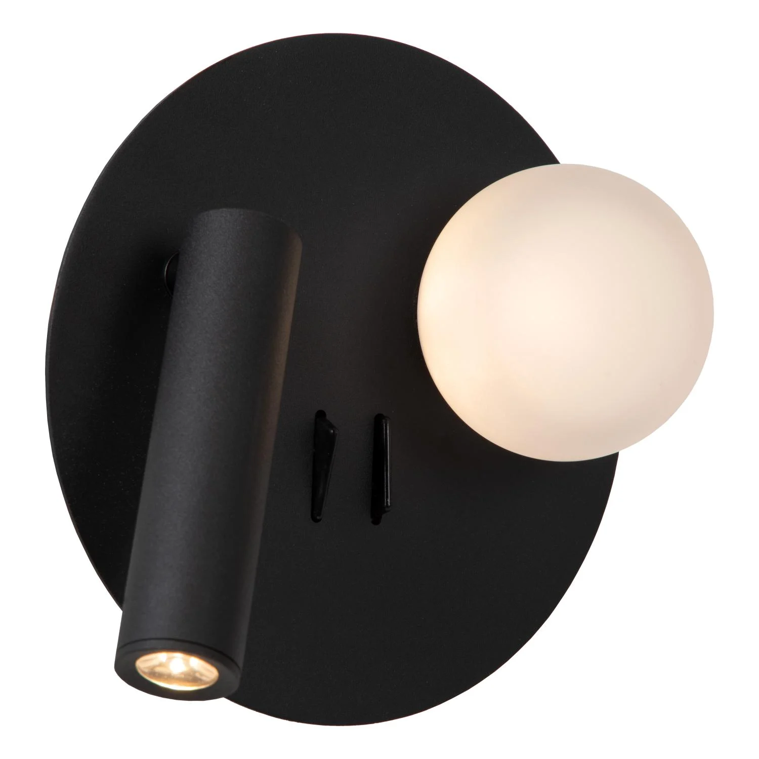 Lucide MATIZ - Nou010dnu00e1 lampa / nu00e1stennu00e9 svetlo - u00d8 16,5 cm - LED - 3000K - s USB nabu00edjacu00edm bodom - u010dierna