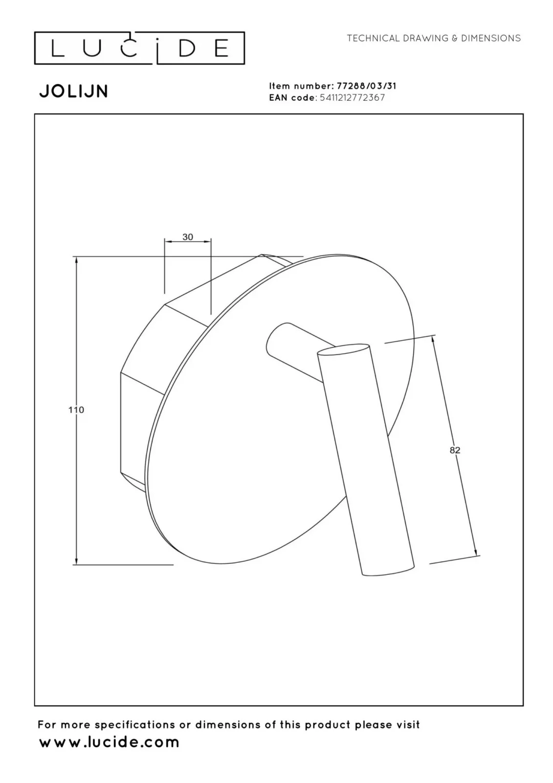 Lucide JOLIJN - Nabu00edjateu013enu00e1 lampa pri poste / nu00e1stennu00e9 svetlo - Batu00e9riovu00fd balu00edk - u00d8 10,2 cm - LED - 1x2W 3000K - Magneticku00e1 - Biela