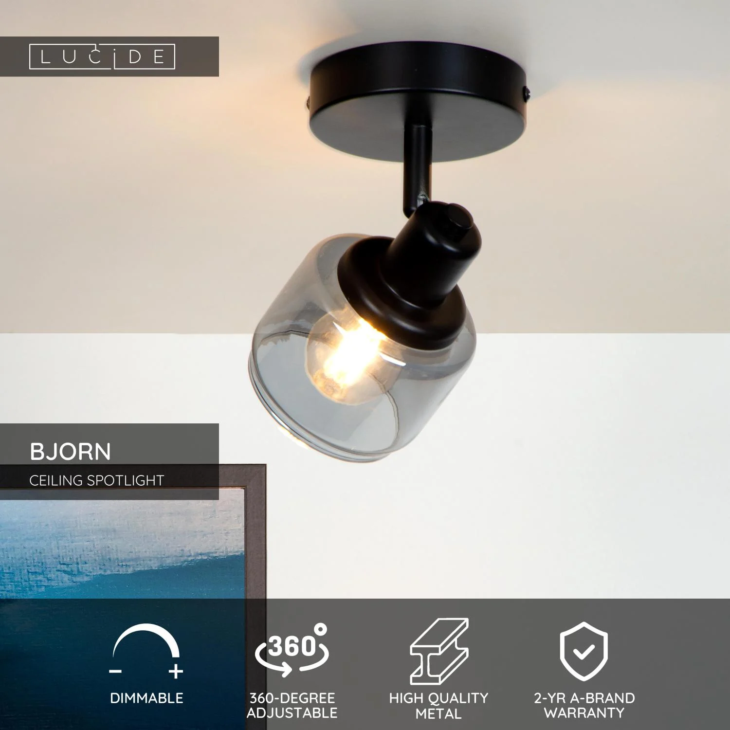 Lucide BJORN - Stropnu00e9 reflektory - 1xE14 - u010cierne