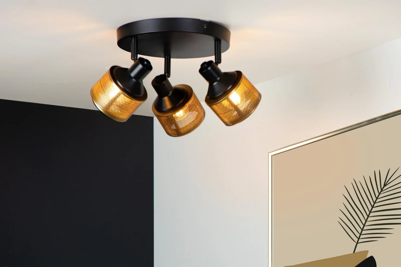 Lucide RAFA - Stropnu00e9 reflektory - u00d8 35 cm - 3xE14 - u010cierna
