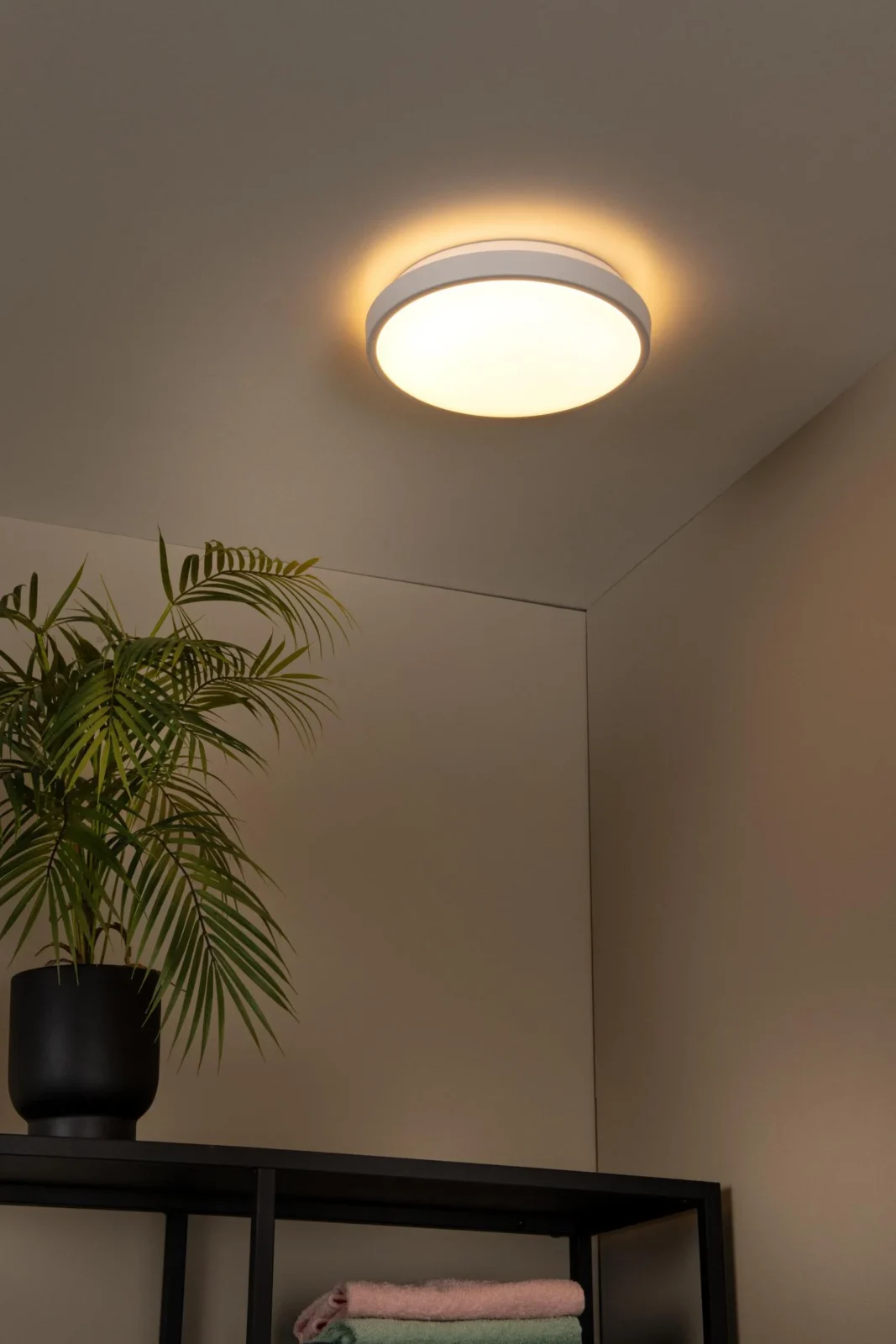 Lucide DASHER - Spu00fau0161u0165acie stropnu00e9 svetlo Ku00fapeu013eu0148a - u00d8 29,3 cm - LED - 1x12W 2700K - IP44 - Senzor pohybu a du0148a/noci - biely