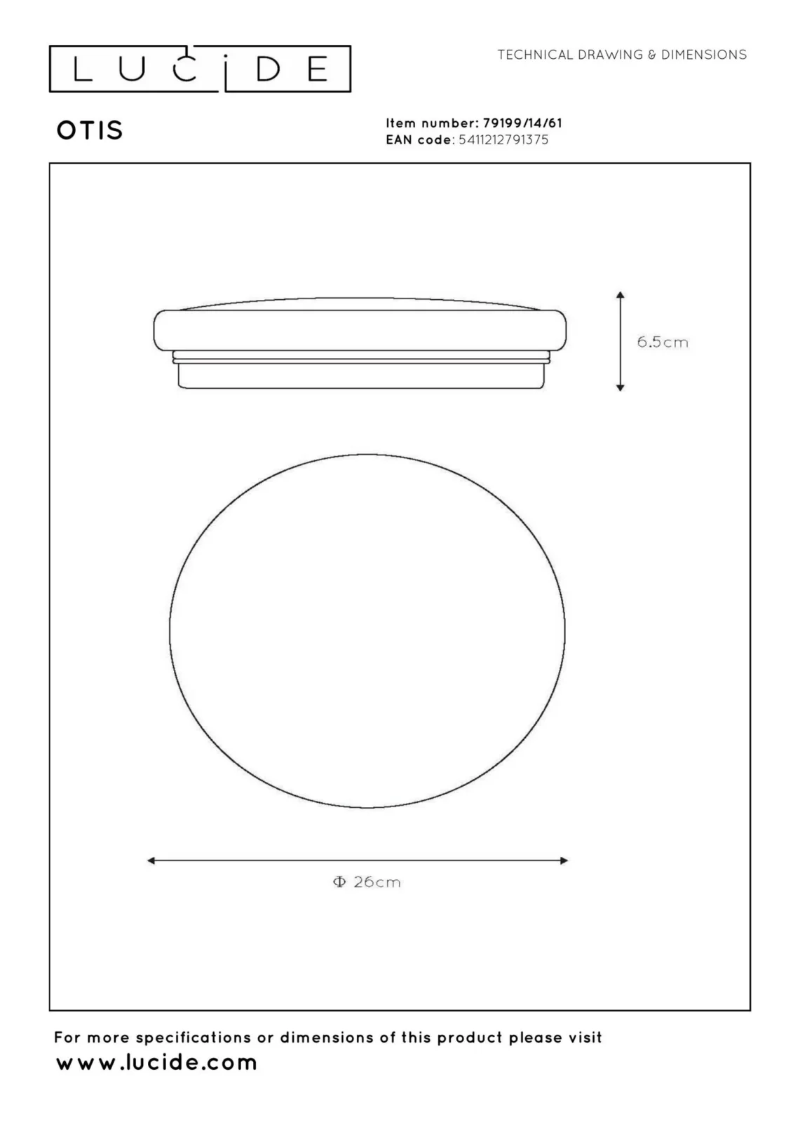 Lucide OTIS - Zapustenu00e9 stropnu00e9 svetlo - u00d8 26 cm - LED - 1x14W 3000K - Opu00e1l