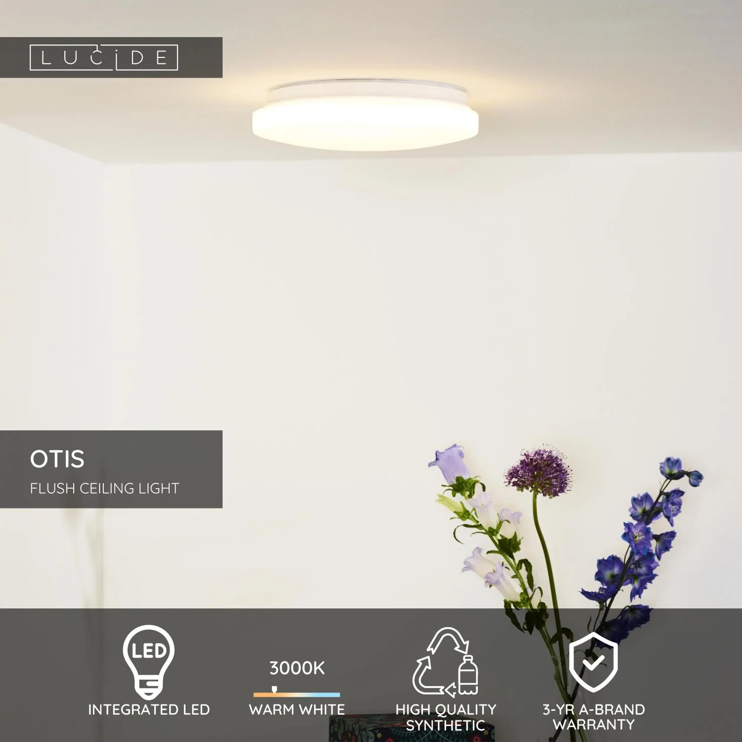 Lucide OTIS - Zapustenu00e9 stropnu00e9 svetlo - u00d8 26 cm - LED - 1x14W 3000K - Opu00e1l