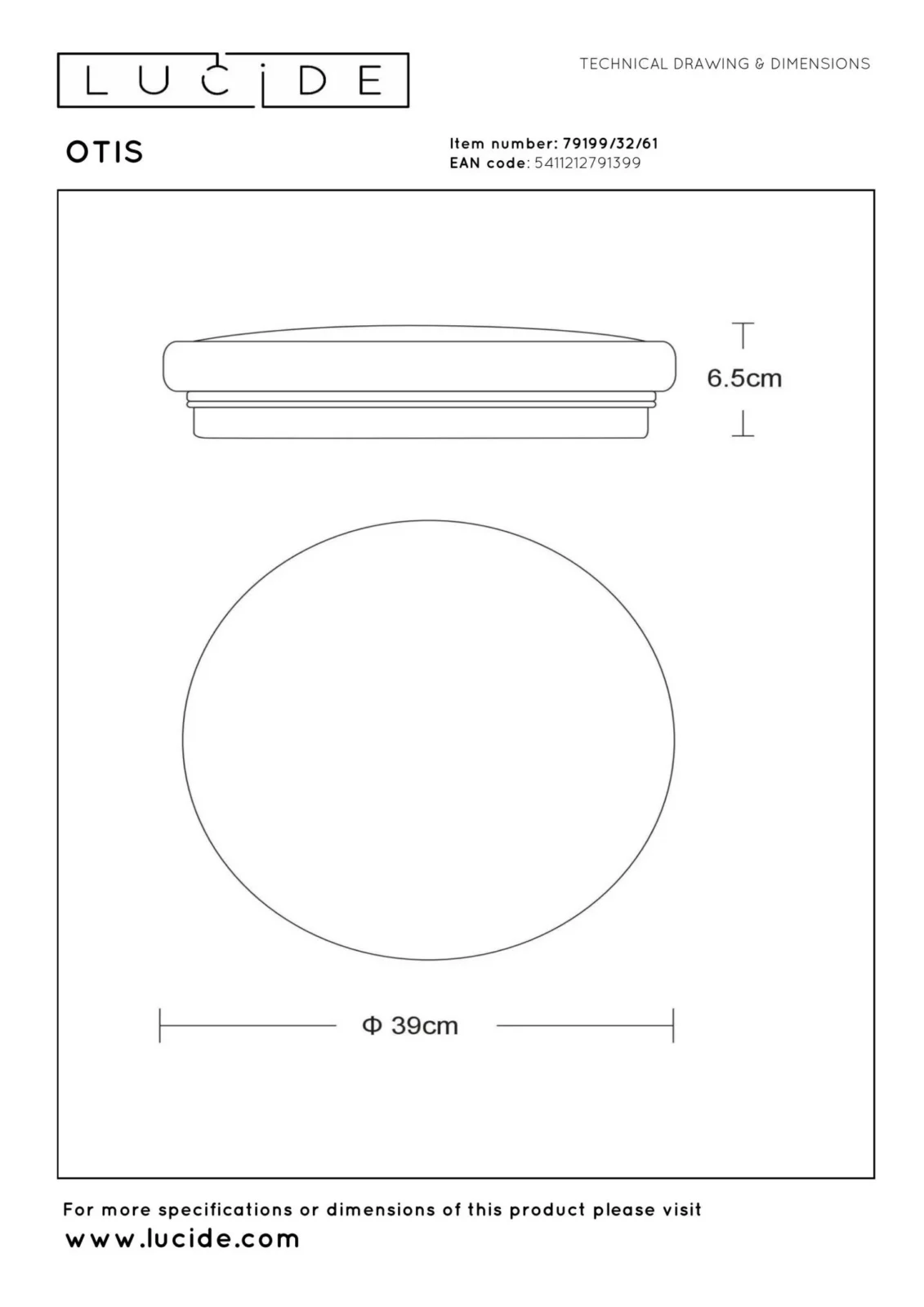 Lucide OTIS - Zapustenu00e9 stropnu00e9 svetlo - u00d8 39 cm - LED - 1x32W 3000K - Opu00e1l