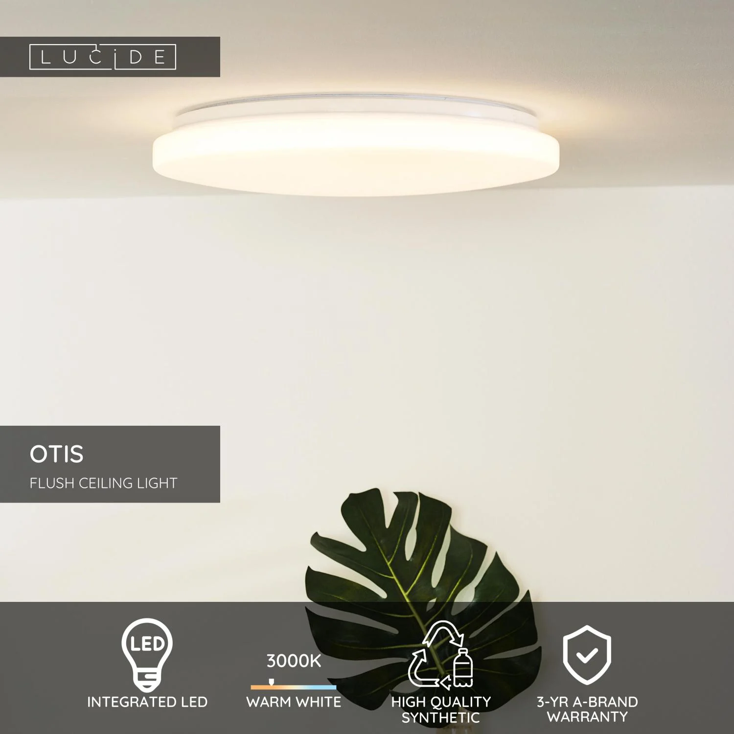 Lucide OTIS - Zapustenu00e9 stropnu00e9 svetlo - u00d8 39 cm - LED - 1x32W 3000K - Opu00e1l